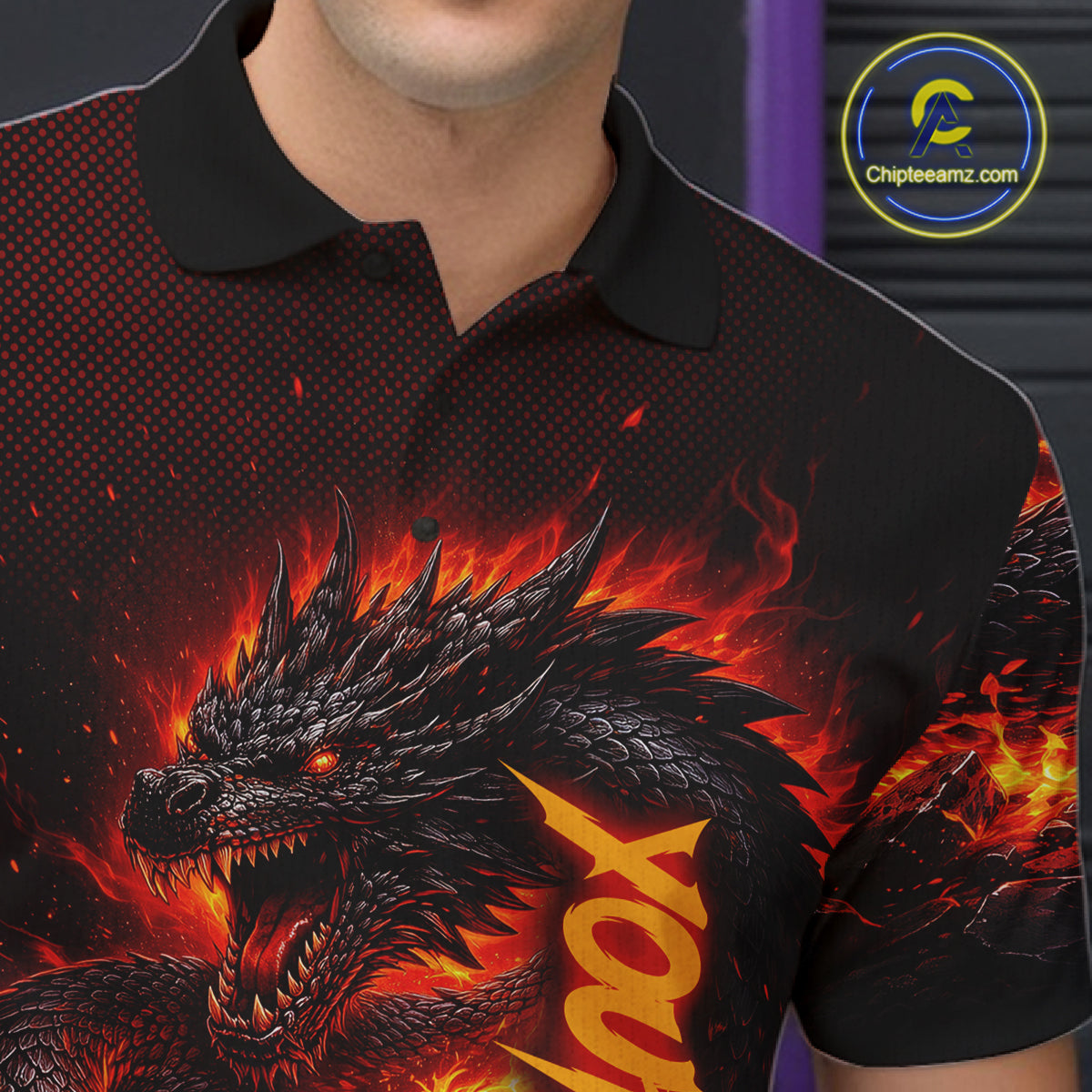 Custom Red Dragon Bowling Polo Shirts, Bowling 1/4 zip jersey, Team Bowling League jerseys
