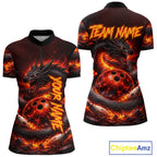 Custom Red Dragon Bowling Polo Shirts, Bowling 1/4 zip jersey, Team Bowling League jerseys