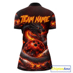 Custom Red Dragon Bowling Polo Shirts, Bowling 1/4 zip jersey, Team Bowling League jerseys