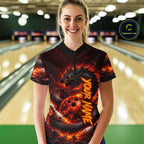 Custom Red Dragon Bowling Polo Shirts, Bowling 1/4 zip jersey, Team Bowling League jerseys