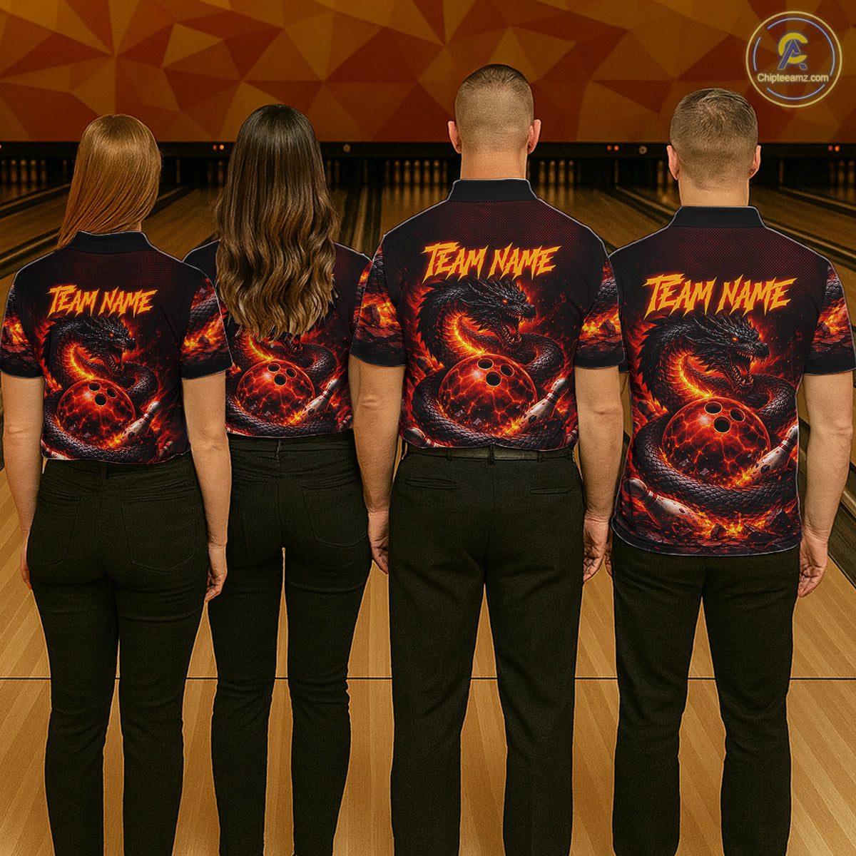 Custom Red Dragon Bowling Polo Shirts, Bowling 1/4 zip jersey, Team Bowling League jerseys