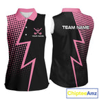 Black and Pink dots pattern Lightning Sleeveless Golf polo shirt custom golf top
