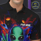 Funny Colorful Galaxy Alien Bowling Shirts Custom Bowling Team Outfit, Gift For Bowler