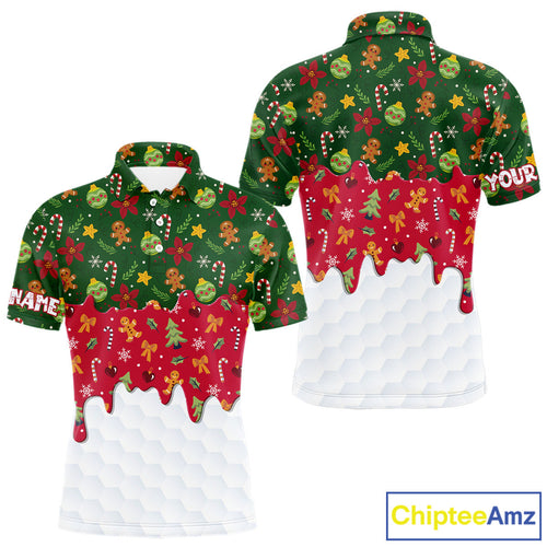 Funny Christmas pattern Golf Polo Shirts custom Christmas golf gifts golf outfit