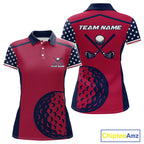 Personalized Red, white & blue US flag golf polo shirts custom patriotic golf attire