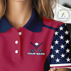 Personalized Red, white & blue US flag golf polo shirts custom patriotic golf attire
