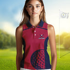 Red, white & blue US flag golf shirts sleeveless custom patriotic golf attire