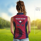 Red, white & blue US flag golf shirts sleeveless custom patriotic golf attire