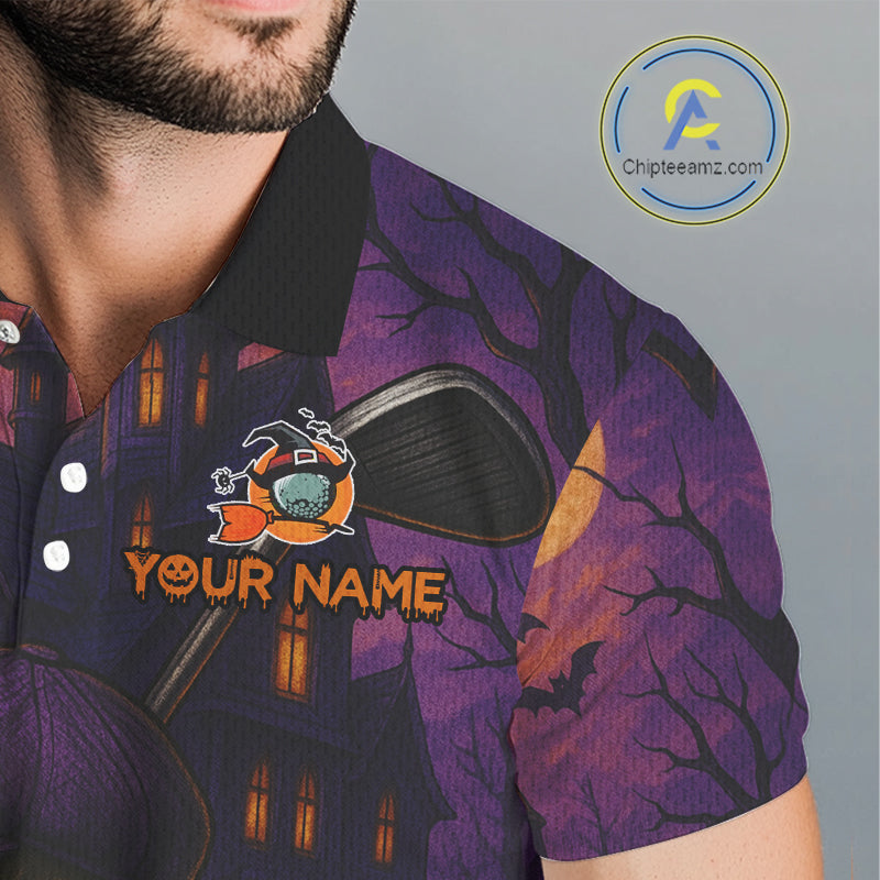 Funny Skull Halloween Golf Polo Shirts Custom golf top, Halloween Golf Gifts