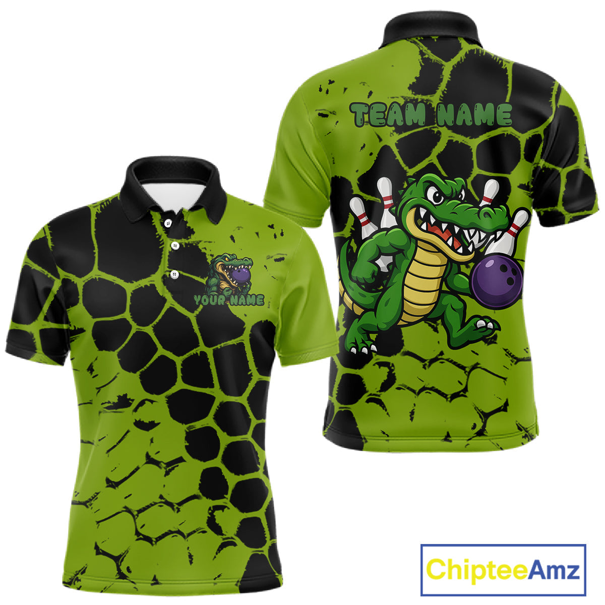 Black and Green Funny Alligator Bowling shirts, Alligator Bowling Team Jersey