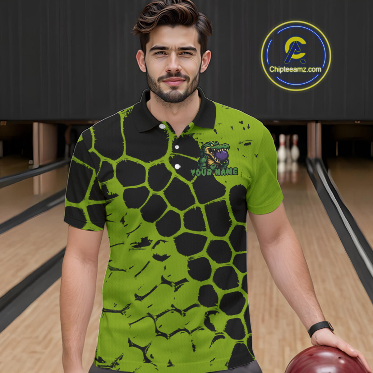Black and Green Funny Alligator Bowling shirts, Alligator Bowling Team Jersey