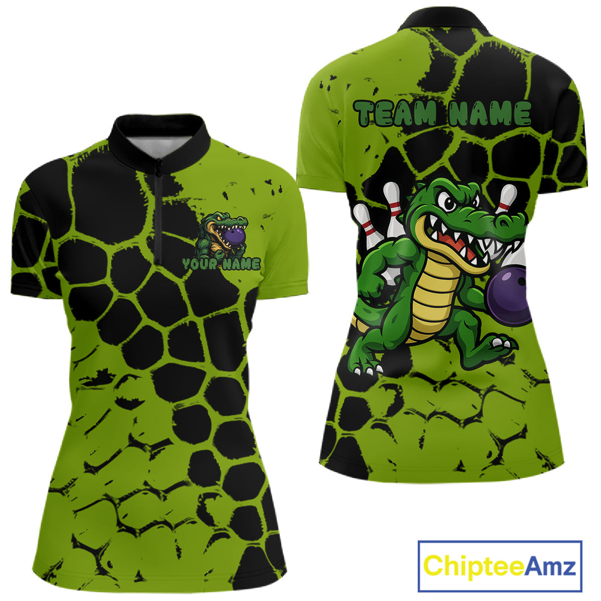 Black and Green Funny Alligator Bowling shirts, Alligator Bowling Team Jersey