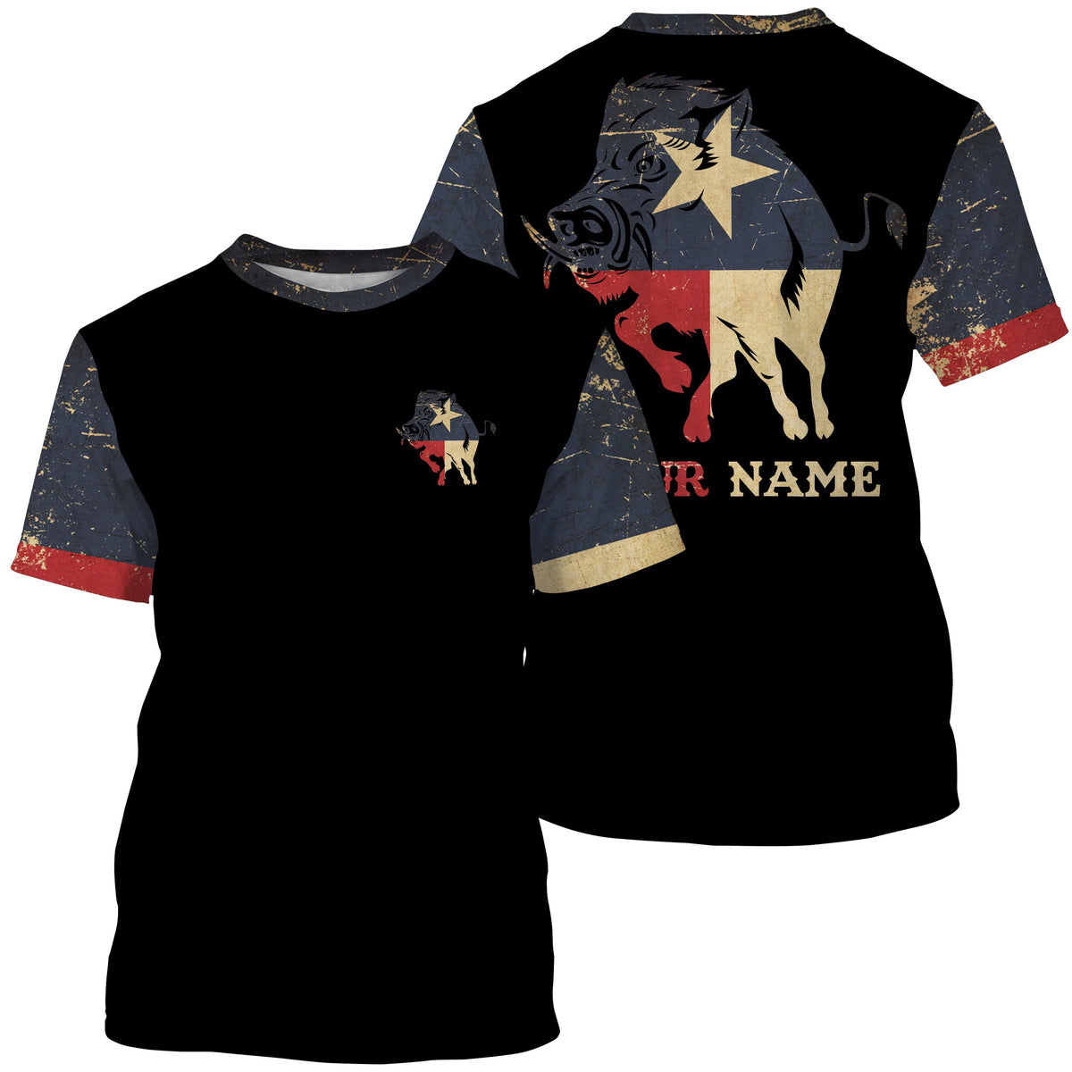 Wild Boar Hunting Texas flag all over print shirts personalized Boar hunting gifts