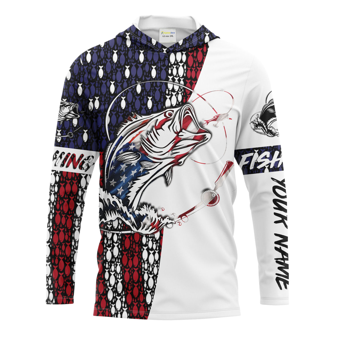 Fishing Flag US Bass Fish 4th of July Shirts Patriotic gift for Fisherman, Personalized gift for Dad Christmas, Birthday
