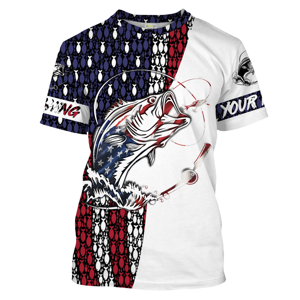 Fishing Flag US Bass Fish 4th of July Shirts Patriotic gift for Fisherman, Personalized gift for Dad Christmas, Birthday