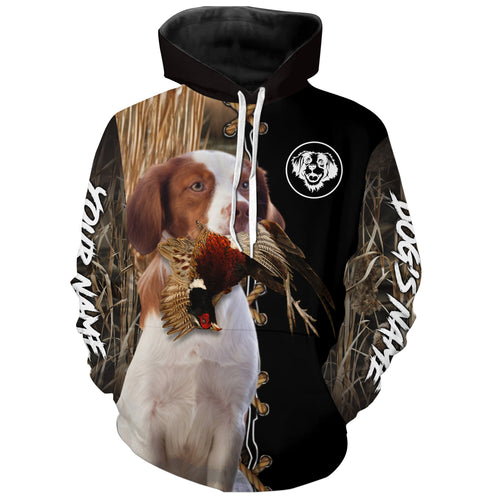 American Brittany Hunting Dog Custom Name Hoodie Shirt for Hunter
