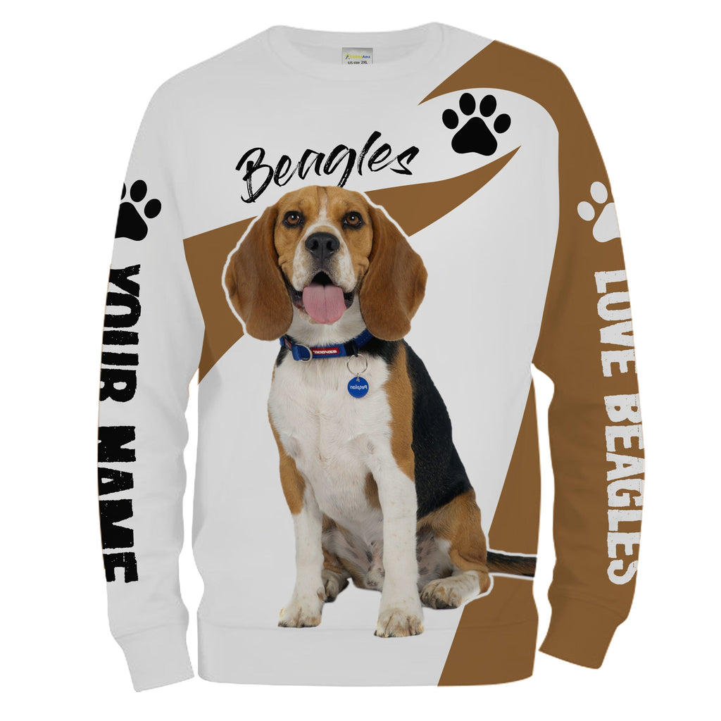 Love Beagle hunting dog custom name 3D Full printing Shirt, Hoodie, Zip up hoodie Personalized gifts for beagle lover