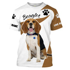 Love Beagle hunting dog custom name 3D Full printing Shirt, Hoodie, Zip up hoodie Personalized gifts for beagle lover
