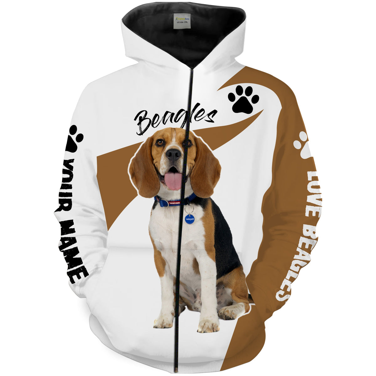 Love Beagle hunting dog custom name 3D Full printing Shirt, Hoodie, Zip up hoodie Personalized gifts for beagle lover