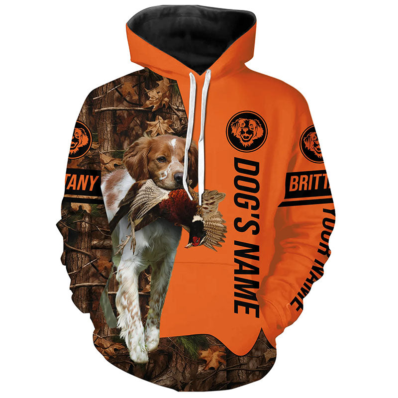 Pheasant Hunting with Dogs Brittany Customize Name Shirts for Bird Hunter, Brittany Spaniel shirt