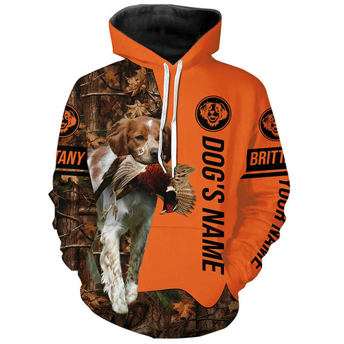 Pheasant Hunting with Dogs Brittany Customize Name Shirts for Bird Hunter, Brittany Spaniel shirt