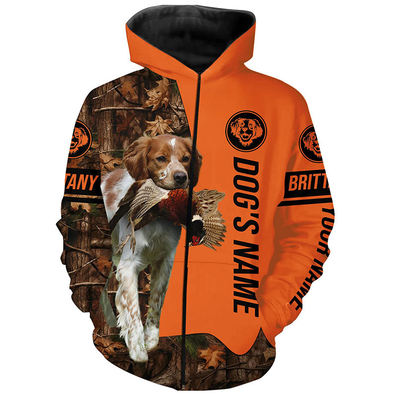 Pheasant Hunting with Dogs Brittany Customize Name Shirts for Bird Hunter, Brittany Spaniel shirt
