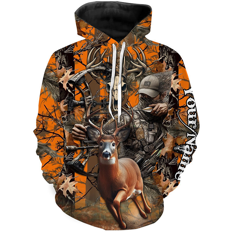 Deer Bow Hunting Orange camouflage Custom Name Shirts, Personalized Deer Hunting Clothes