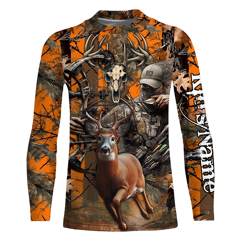 Deer Bow Hunting Orange camouflage Custom Name Shirts, Personalized Deer Hunting Clothes