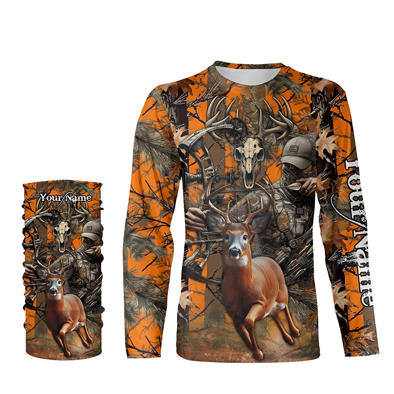 Deer Bow Hunting Orange camouflage Custom Name Shirts, Personalized Deer Hunting Clothes