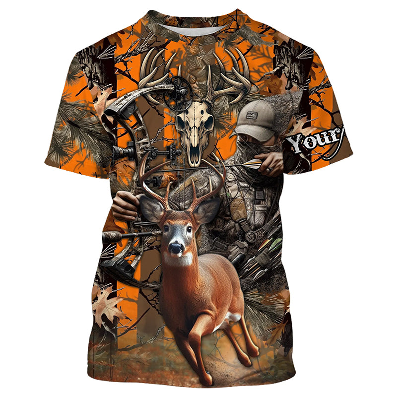 Deer Bow Hunting Orange camouflage Custom Name Shirts, Personalized Deer Hunting Clothes