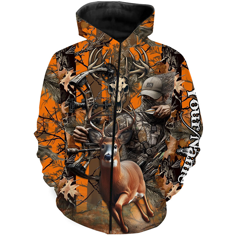 Deer Bow Hunting Orange camouflage Custom Name Shirts, Personalized Deer Hunting Clothes