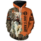 English Setter (orange and white) Hunting Dog Customized Name Shirts for Hunters, Bird Hunting