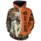 English Setter (orange and white) Hunting Dog Customized Name Shirts for Hunters, Bird Hunting