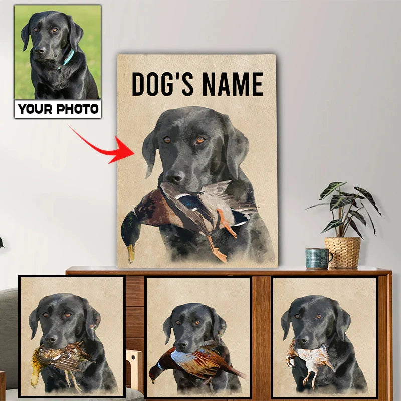 Personalized Bird Dogs Matte Canvas, Custom Dog's Photo and Name Canvas, Hunting Dogs gifts D06