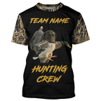 Duck Hunting Crew with Deutsch Drahthaar Dog Waterfowl Camo Shirts, Duck Hunting Shirts for Team