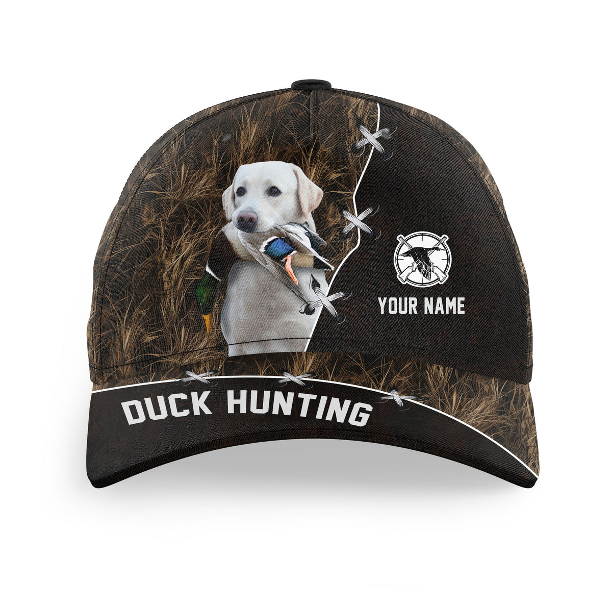 Duck Hunting Hat Waterfowl Camo with many Duck Hunting Dogs to choose from, Personalized Duck Hunting Hat