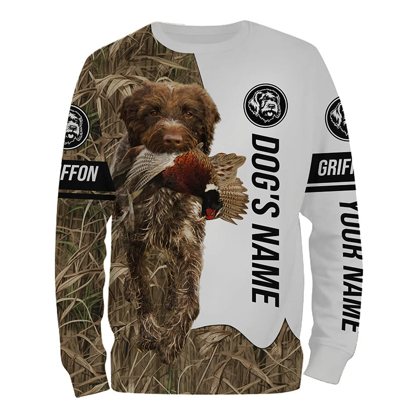 Pheasant Hunting With Griff Dog Wirehaired pointing griffon Custom Name All Over Print Shirts