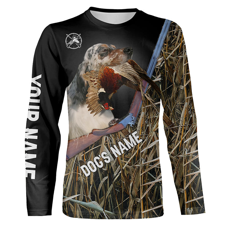 Llewellin English Setter Gun Dog Pheasant Hunting Custom Name Shirts for Pheasant Hunters