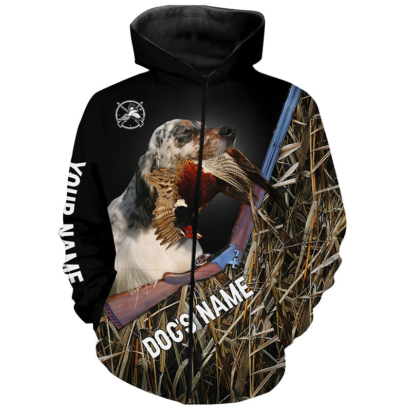 Llewellin English Setter Gun Dog Pheasant Hunting Custom Name Shirts for Pheasant Hunters