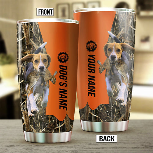 Beagle Birds & Deer shed Hunting Dog Custom name Stainless Steel Tumbler Cup