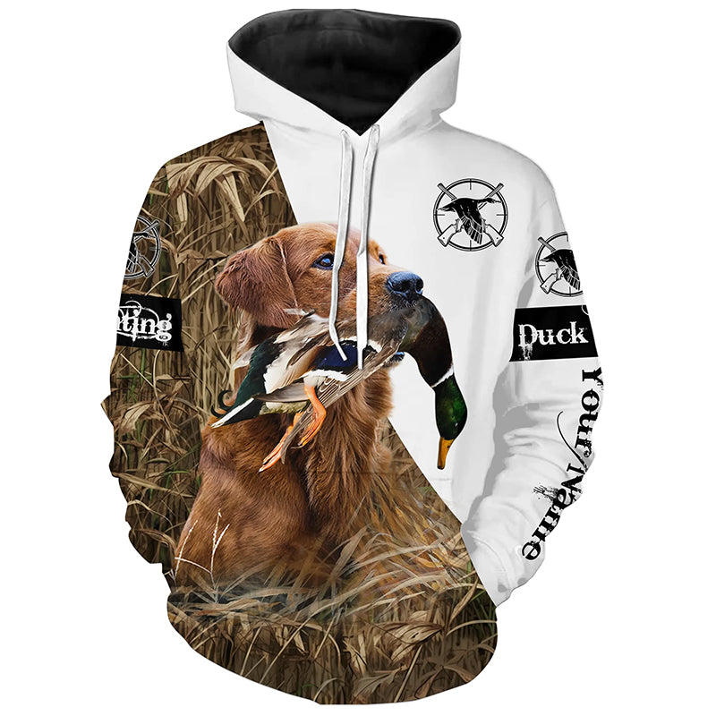 Duck hunting with dog Golden Retriever Custom Name 3D All over print Shirt, Hoodie - Personalized Hunting Gifts
