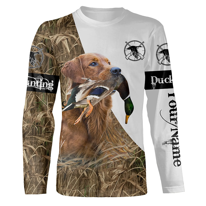 Duck hunting with dog Golden Retriever Custom Name 3D All over print Shirt, Hoodie - Personalized Hunting Gifts