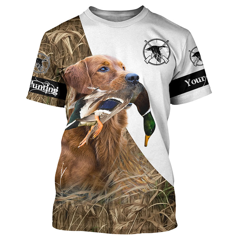 Duck hunting with dog Golden Retriever Custom Name 3D All over print Shirt, Hoodie - Personalized Hunting Gifts