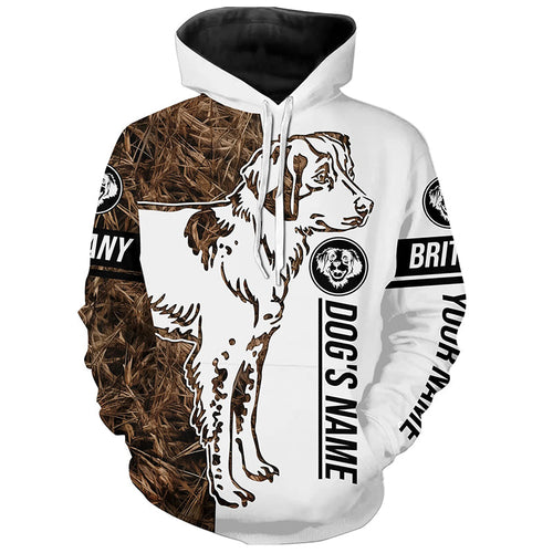 Brittany Gun Dog Tattoo Camo Customized Name Shirt, Hoodie - Brittany Hunting Dog, Duck Bird Hunting Gifts
