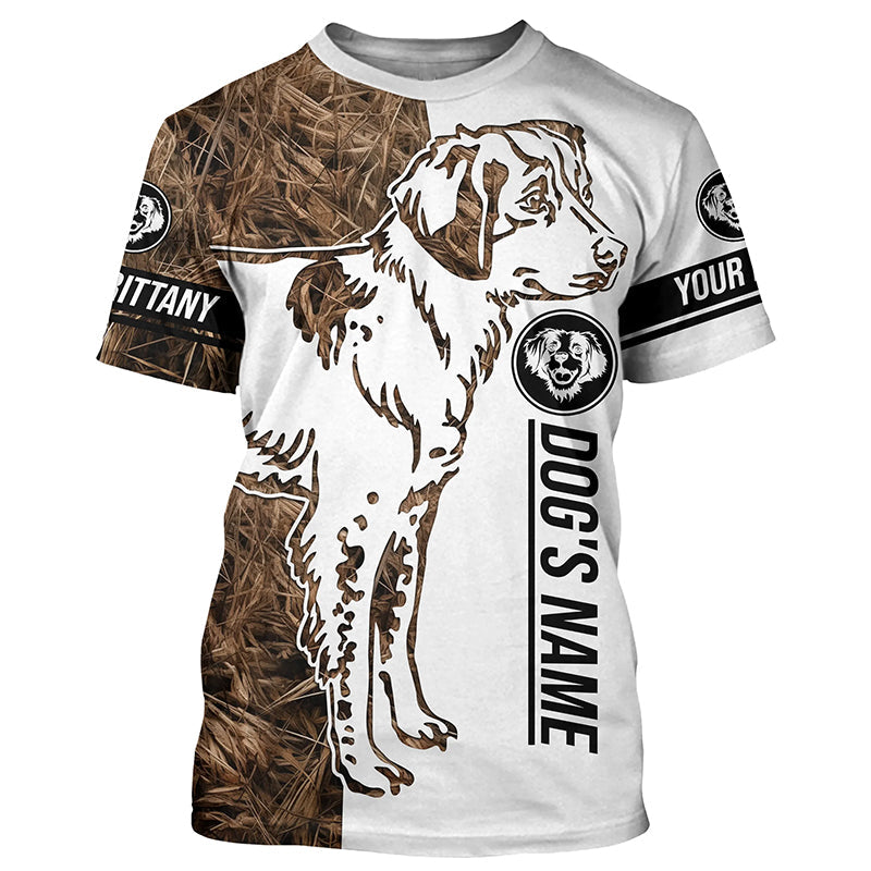 Brittany Gun Dog Tattoo Camo Customized Name Shirt, Hoodie - Brittany Hunting Dog, Duck Bird Hunting Gifts
