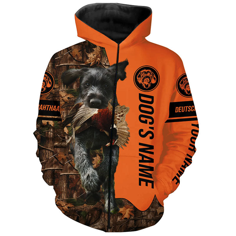 Pheasant Hunting with Dogs Deutsch Drahthaar Customize Name Shirts, Gifts idea for Pheasant Hunters