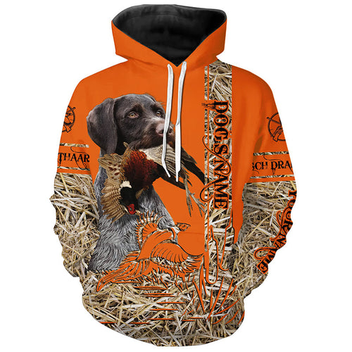 Deutsch Drahthaar Dog Pheasant Hunting Blaze Orange Hunting Shirts, Pheasant Hunting Clothing