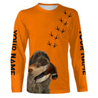 Pointing Dogs Breeds Pheasant Hunting Custom Name Blaze Orange Long Sleeve Shirts for Bird Hunter