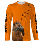 Pointing Dogs Breeds Pheasant Hunting Custom Name Blaze Orange Long Sleeve Shirts for Bird Hunter