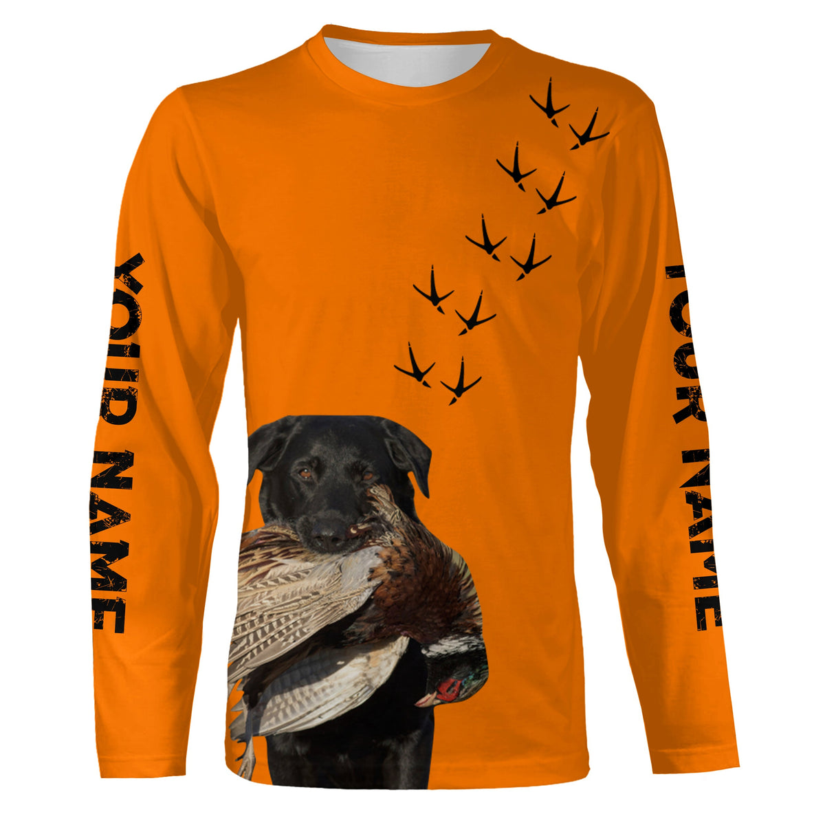 Pointing Dogs Breeds Pheasant Hunting Custom Name Blaze Orange Long Sleeve Shirts for Bird Hunter
